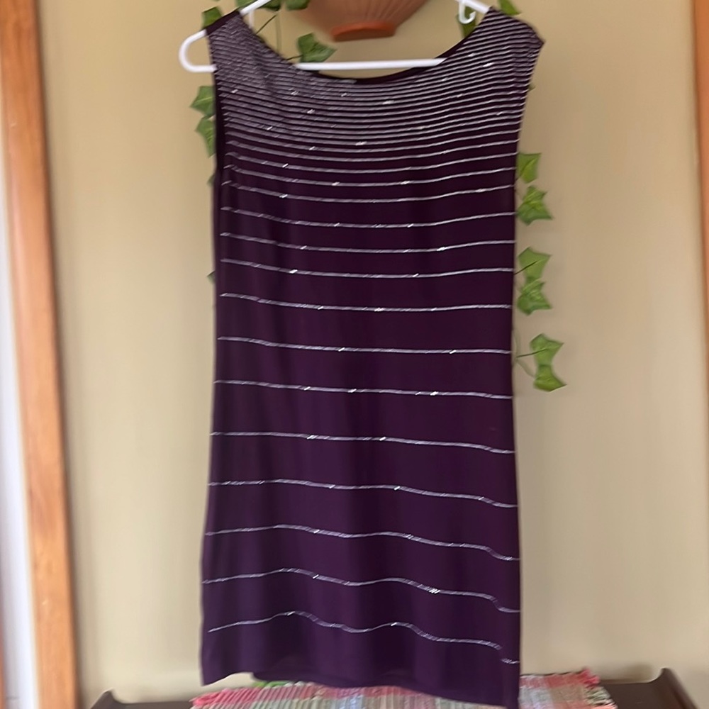 Express mini dress plum with diamond rhinestones